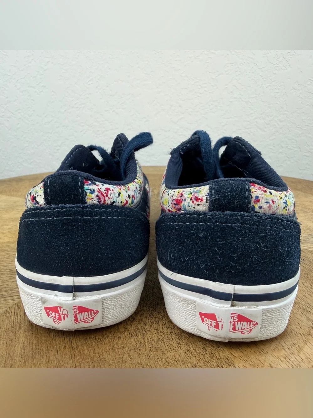 •VANS• Kids blue suede and floral shoes size 2Y